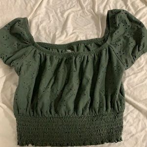 Green Hollister cropped shirt
